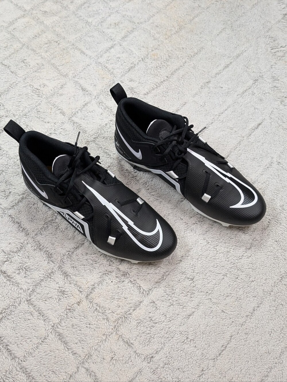 Nike Alpha Menace Pro 3 Black White Football Cleats Mens Sz 15 CT6649-001 NEW